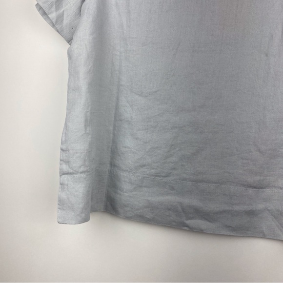 NWT Quince Women's 100% European Linen Short Sleeve Shirt XS Button Up Blue Mist - Picture 10 of 14